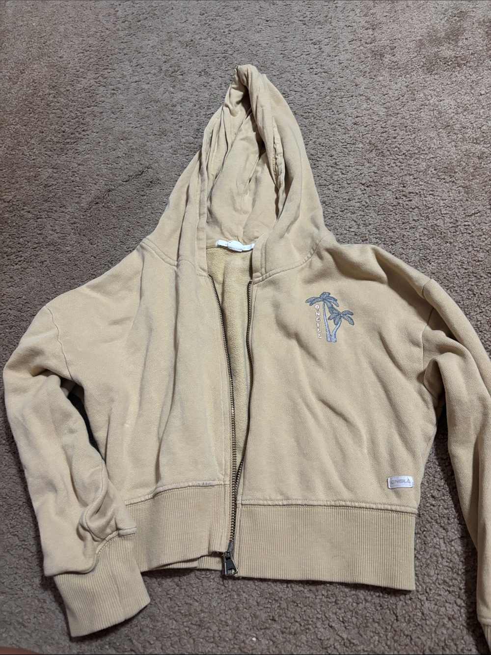 O'Neill Beige Kids Zip Hoodie with Palm Detail